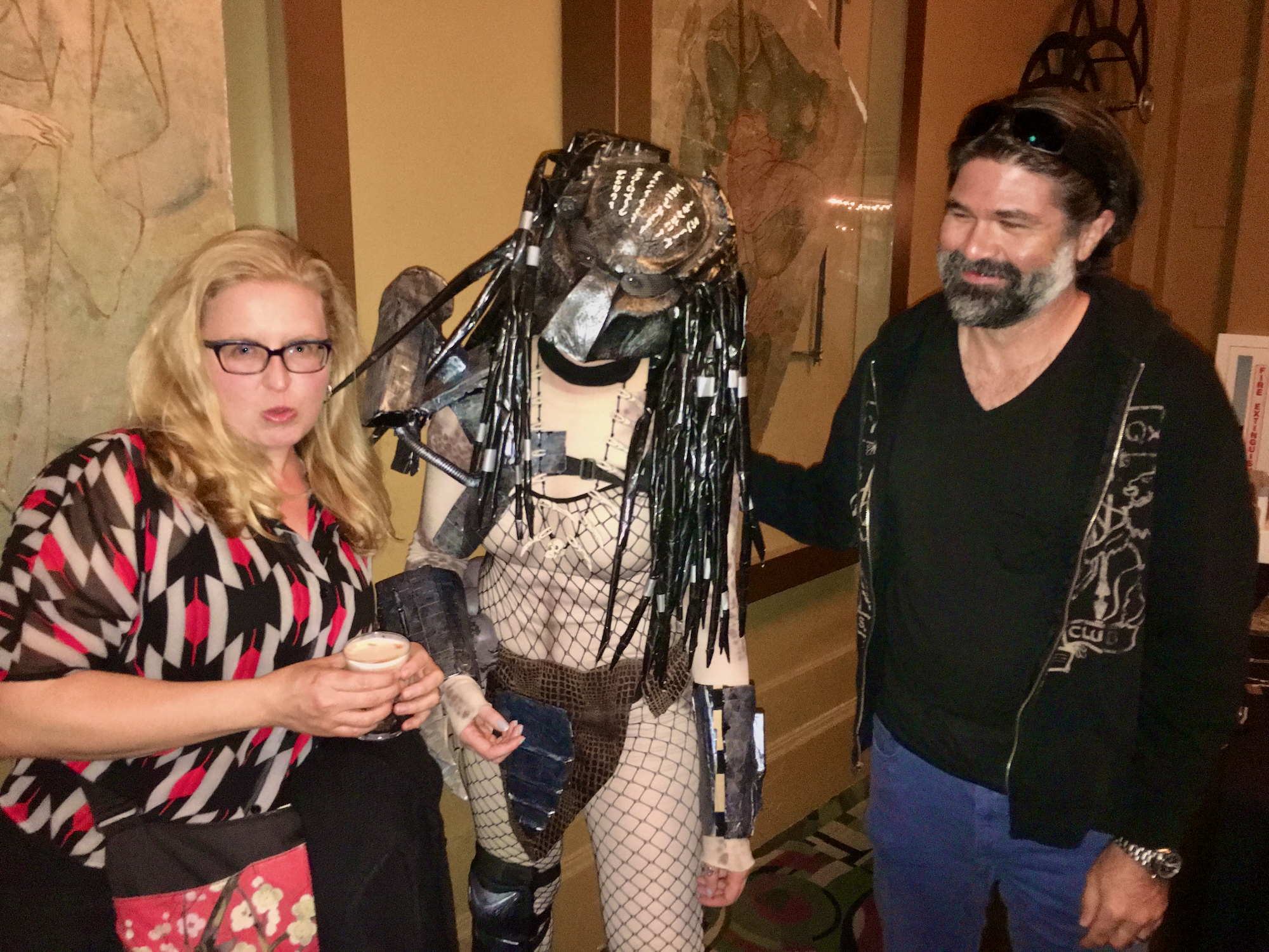 A Predator cosplayer in the lobby